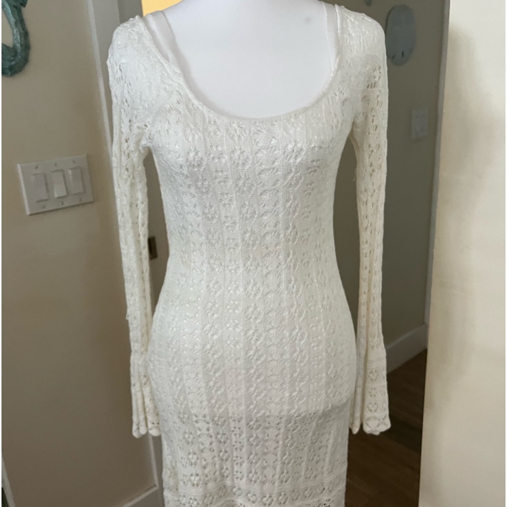 Venus white crochet mini dress